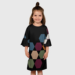 Платье клеш для девочки Honeycombs autumn colors, цвет: 3D-принт — фото 2