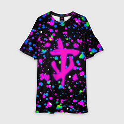 Платье клеш для девочки Doom цветные краски, цвет: 3D-принт