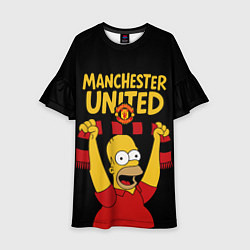 Платье клеш для девочки Манчестер Юнайтед и Гомер Симпсон, цвет: 3D-принт