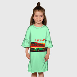 Платье клеш для девочки Ретро автобус ЛиАЗ 677, цвет: 3D-принт — фото 2