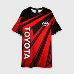 Платье клеш для девочки Тойота - красные полосы, цвет: 3D-принт