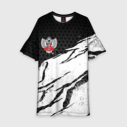 Платье клеш для девочки Федерация бокса России - белый затертый, цвет: 3D-принт