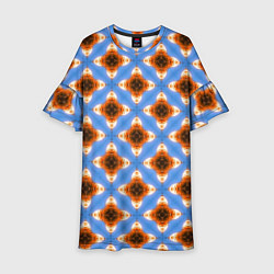 Платье клеш для девочки Калейдоскоп на голубом фоне, цвет: 3D-принт
