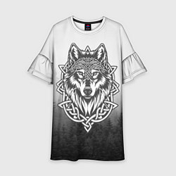 Платье клеш для девочки Волк в кельтском стиле и лес, цвет: 3D-принт