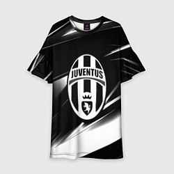 Платье клеш для девочки Juventus geometry stripes black, цвет: 3D-принт
