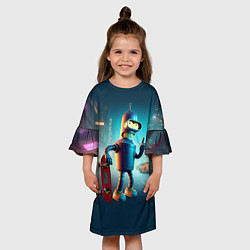 Платье клеш для девочки Сынишка Бендера крутой скейтбордист, цвет: 3D-принт — фото 2