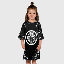 Платье клеш для девочки Inter белые штрихи красок, цвет: 3D-принт — фото 2