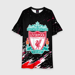 Платье клеш для девочки Liverpool краски штрихи, цвет: 3D-принт