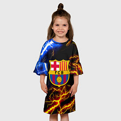 Платье клеш для девочки Барселона неоновый шторм, цвет: 3D-принт — фото 2
