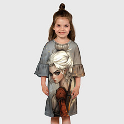 Платье клеш для девочки Цири в мультяшном стиле, цвет: 3D-принт — фото 2