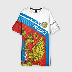 Платье клеш для девочки Герб России, цвет: 3D-принт