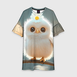 Платье клеш для девочки Милый цыпленок с цветочком на лбу, цвет: 3D-принт