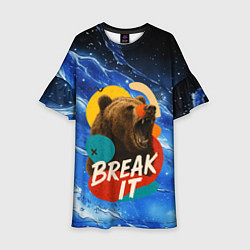 Платье клеш для девочки Break it злой медведь, цвет: 3D-принт
