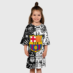 Платье клеш для девочки Barcelona логотипы ведьмак, цвет: 3D-принт — фото 2