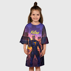 Платье клеш для девочки Fallout седьмой на фоне взрывов, цвет: 3D-принт — фото 2