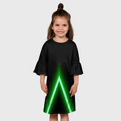 Платье клеш для девочки Color neon green, цвет: 3D-принт — фото 2