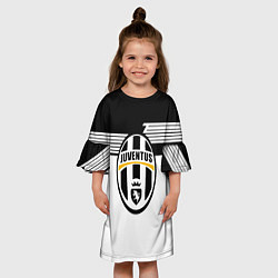 Платье клеш для девочки Juventus полосы линии, цвет: 3D-принт — фото 2