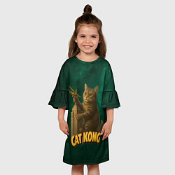 Платье клеш для девочки Cat Cong пародия на Кинг Конг, цвет: 3D-принт — фото 2