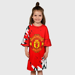 Платье клеш для девочки Манчестер Юнайтед символы краски, цвет: 3D-принт — фото 2