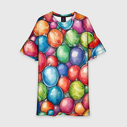 Платье клеш для девочки Россыпь новогодних шаров, цвет: 3D-принт