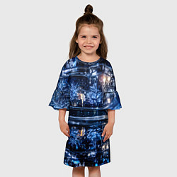 Платье клеш для девочки Новогодняя ночная Москва, цвет: 3D-принт — фото 2