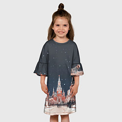 Платье клеш для девочки Праздничная ночь в Москве, цвет: 3D-принт — фото 2