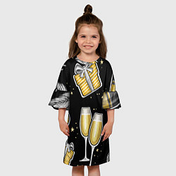 Платье клеш для девочки Новогодний вайб, цвет: 3D-принт — фото 2