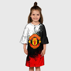Платье клеш для девочки Манчестер Юнайтед краски всплеск, цвет: 3D-принт — фото 2