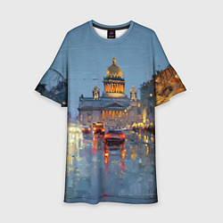 Платье клеш для девочки Зимний Питер, цвет: 3D-принт