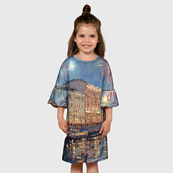 Платье клеш для девочки Новогодний салют в Питере, цвет: 3D-принт — фото 2