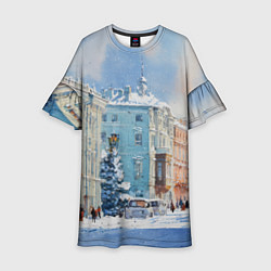 Платье клеш для девочки Зимний Питер, цвет: 3D-принт
