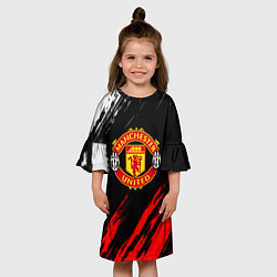 Платье клеш для девочки Манчестер Юнайтед x Ювентус краски, цвет: 3D-принт — фото 2