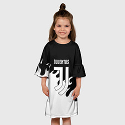 Платье клеш для девочки Ювентус огонь текстура, цвет: 3D-принт — фото 2