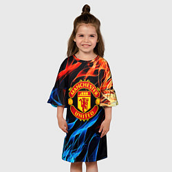 Платье клеш для девочки Манчестер Юнайтед огонь битва, цвет: 3D-принт — фото 2