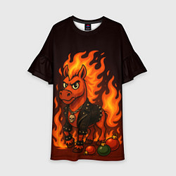 Платье клеш для девочки Огненный конь 26, цвет: 3D-принт