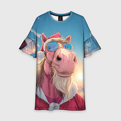 Детское платье Новогодний конь сэлфи