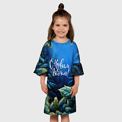 Платье клеш для девочки С новым годом - елочные ветки, цвет: 3D-принт — фото 2