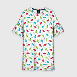 Платье клеш для девочки Гирлянда триколор, цвет: 3D-принт