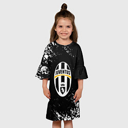Платье клеш для девочки Ювентус черепа краски, цвет: 3D-принт — фото 2