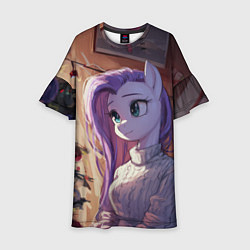 Платье клеш для девочки Анимешная лошадка - Новый год, цвет: 3D-принт