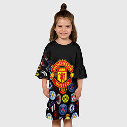 Платье клеш для девочки Манчестер логотипы команд, цвет: 3D-принт — фото 2