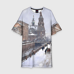 Платье клеш для девочки Санкт-Петербург зима, цвет: 3D-принт