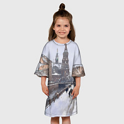 Платье клеш для девочки Санкт-Петербург зима, цвет: 3D-принт — фото 2