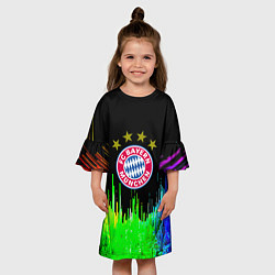 Платье клеш для девочки Бавария Мюнхен неон градиент, цвет: 3D-принт — фото 2