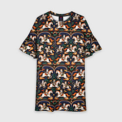 Детское платье Новогодние коты всадники на лошади