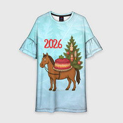 Детское платье Салат Под шубой на новогодней лошади 2026