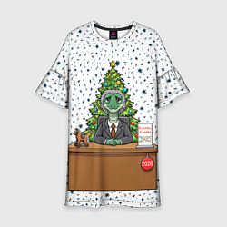 Платье клеш для девочки Я устал я ухожу - новогодний мем 2026, цвет: 3D-принт