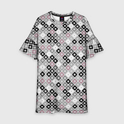 Детское платье Цветочный серо-розовый узор ретро