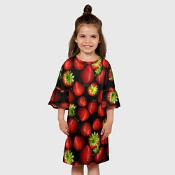 Платье клеш для девочки Клубничка, цвет: 3D-принт — фото 2