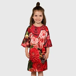 Платье клеш для девочки Ассорти из цветов, цвет: 3D-принт — фото 2